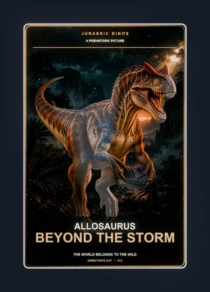 Allosaurus cinema poster collectible card with holographic foil