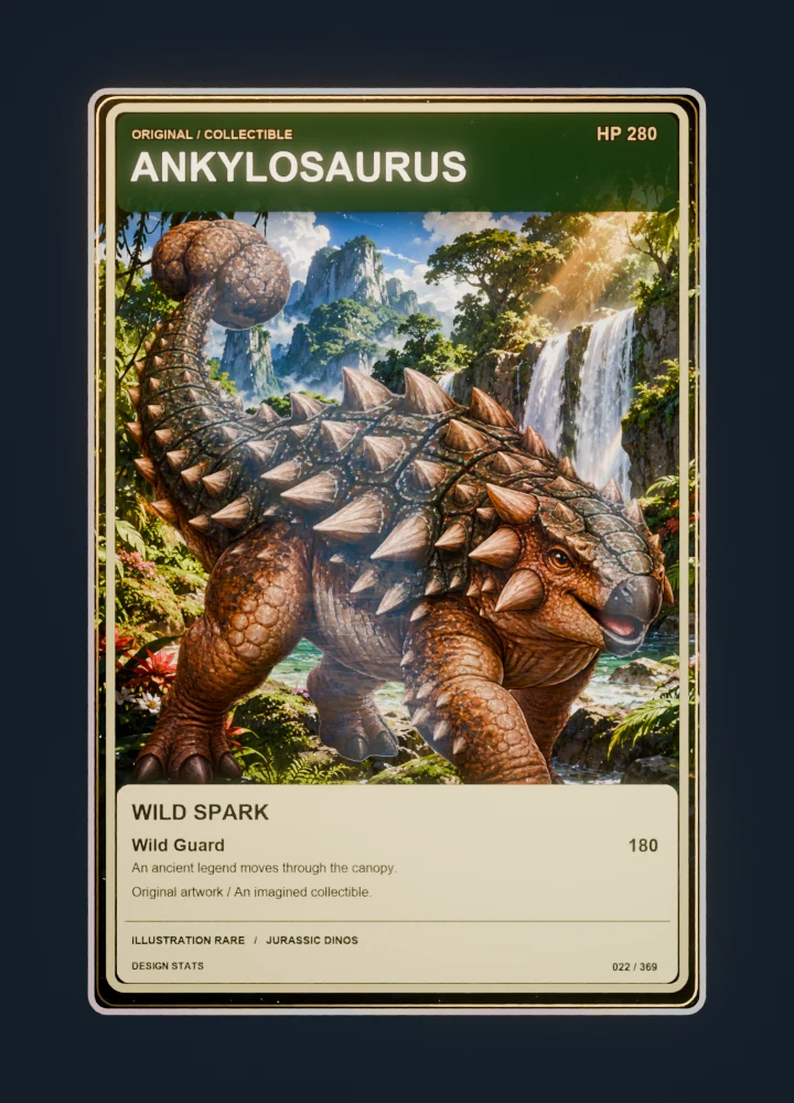Ankylosaurus full-art collection collectible card with holographic foil