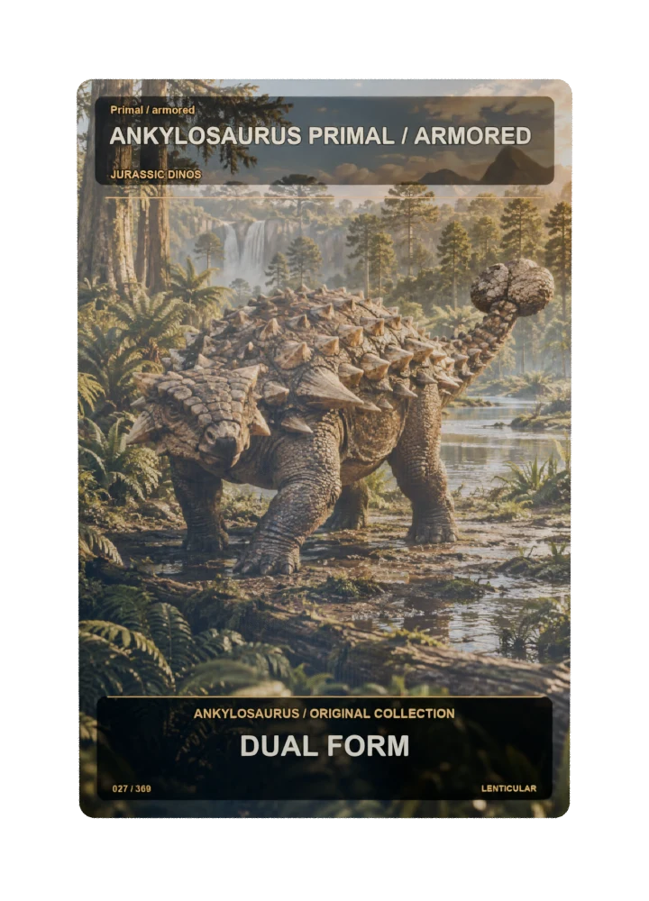 Ankylosaurus primal / armored collectible card with two angle-dependent artwork states