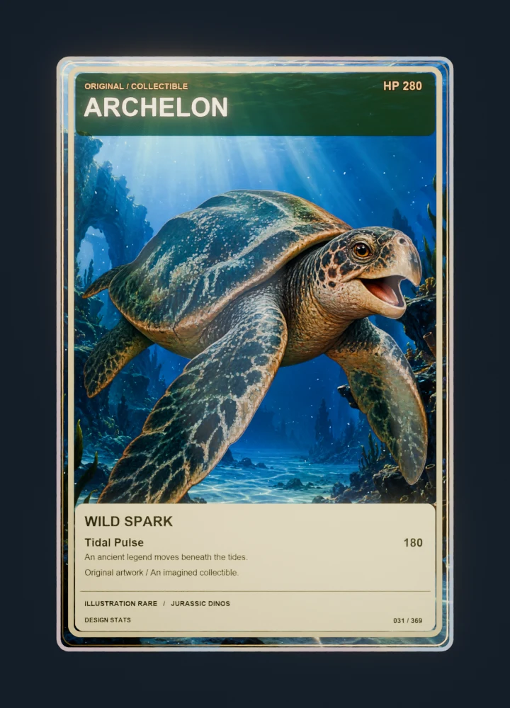 Archelon full-art collection collectible card with holographic foil