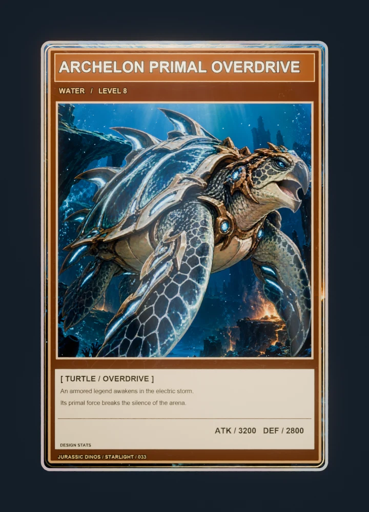 Archelon anime battle collectible card with holographic foil