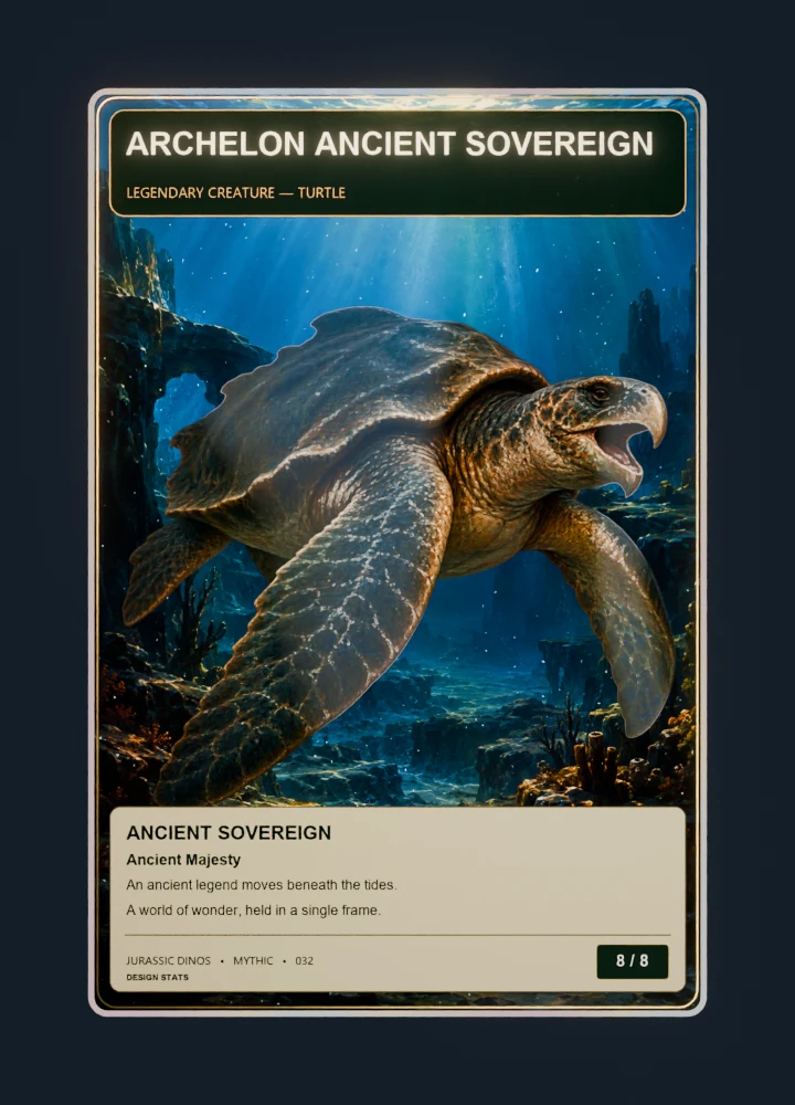 Archelon fantasy oil painting collectible card with holographic foil