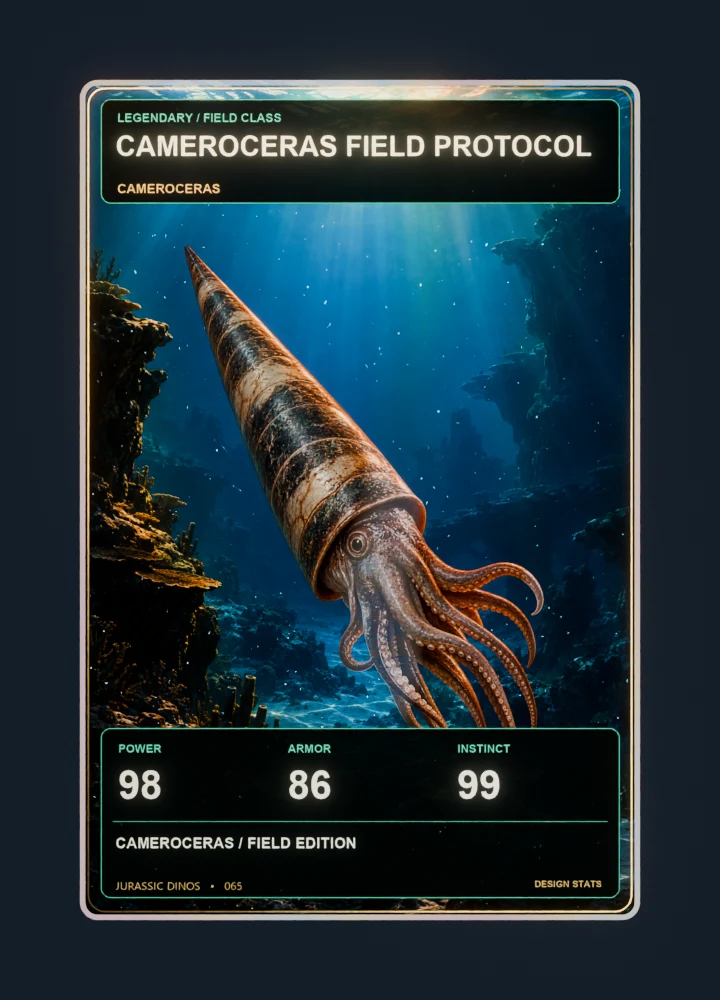 Cameroceras realistic 3d game collectible card with holographic foil