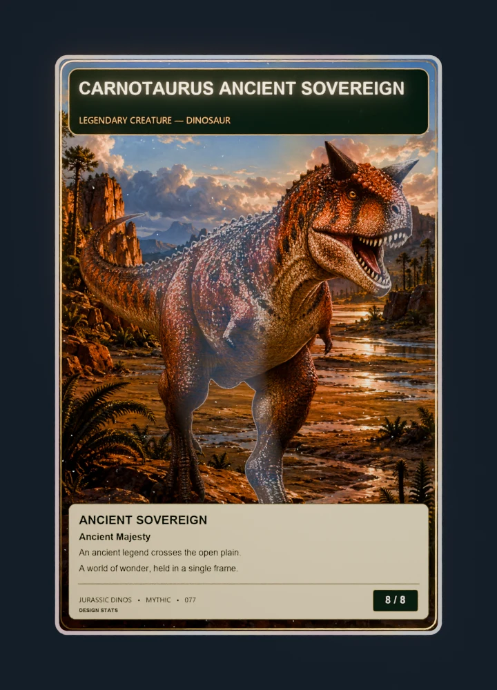 Carnotaurus Fantasy oil painting card front