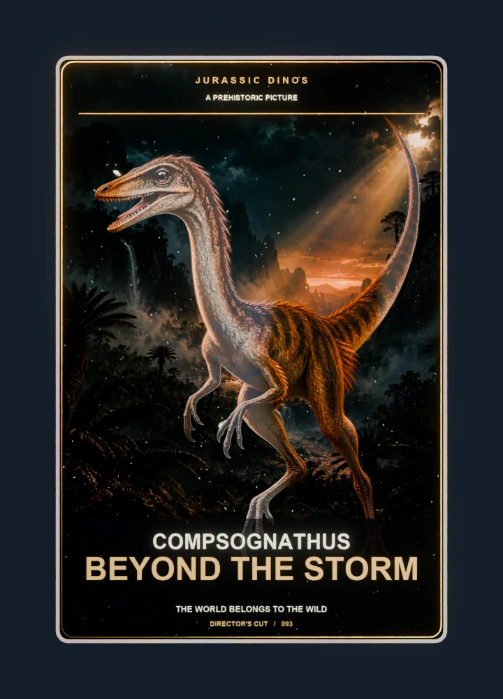 Compsognathus cinema poster collectible card with holographic foil