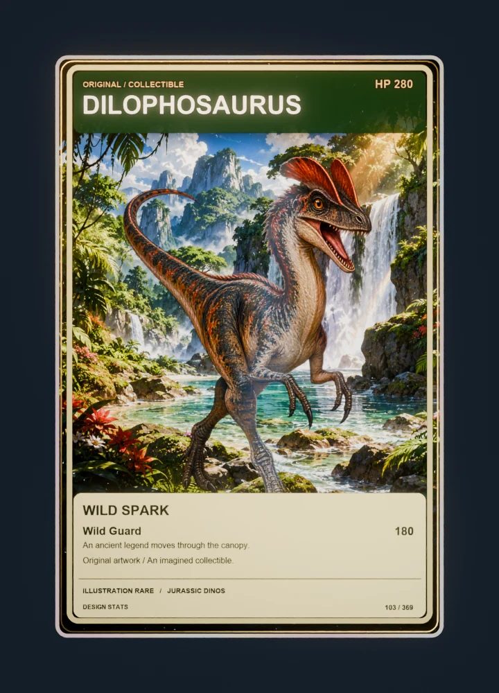 Dilophosaurus Full-art collection card front