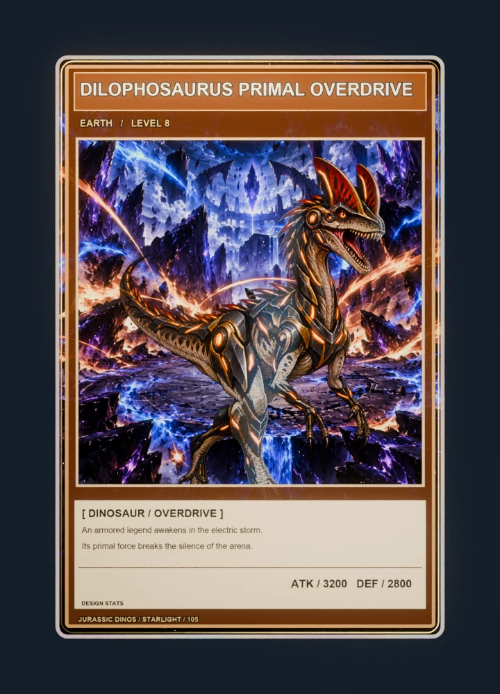Dilophosaurus Anime battle card front