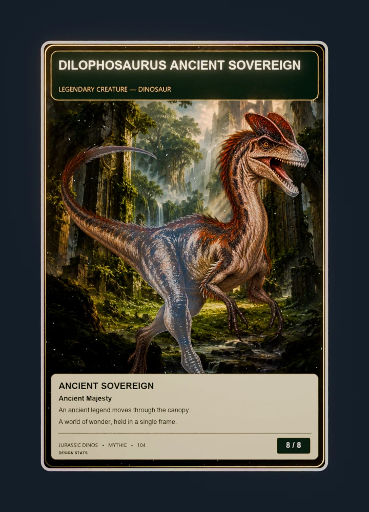 Dilophosaurus Fantasy oil painting card front