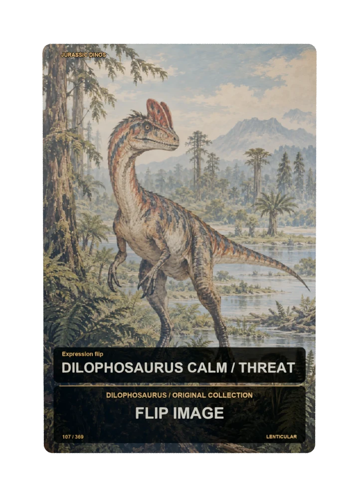 Dilophosaurus Expression flip card front