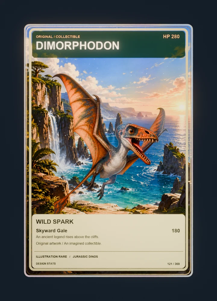 Dimorphodon full-art collection collectible card with holographic foil
