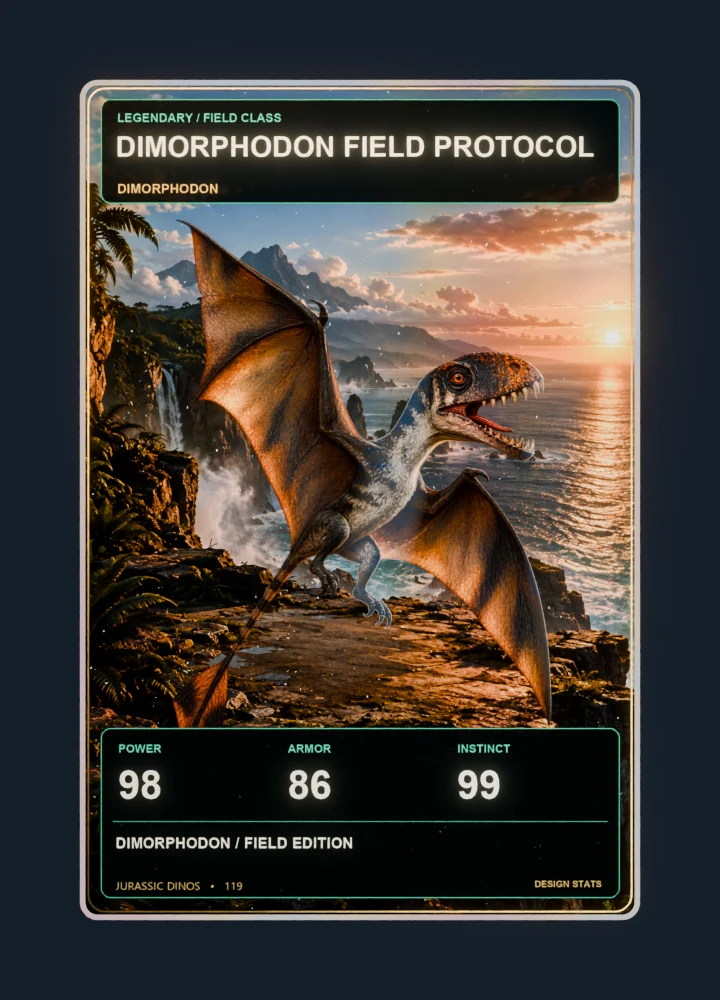 Dimorphodon realistic 3D game holographic representative card