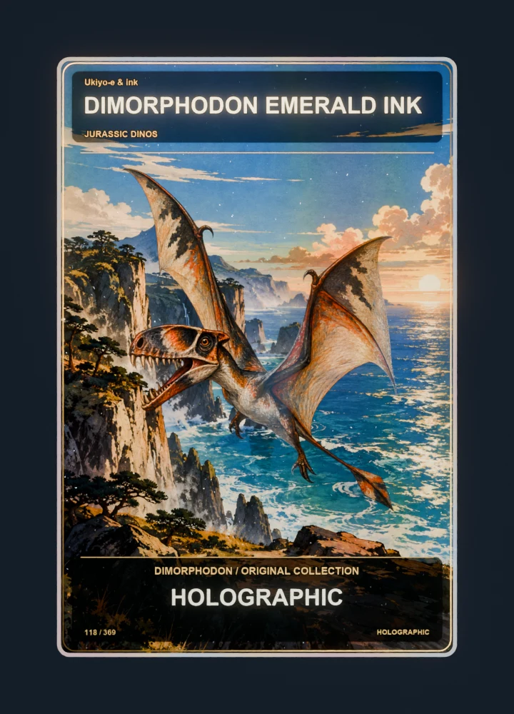 Dimorphodon ukiyo-e & ink collectible card with holographic foil