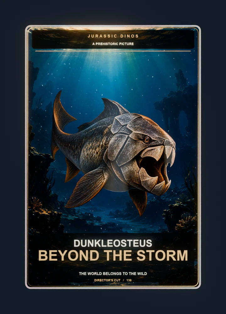 Dunkleosteus cinema poster collectible card with holographic foil