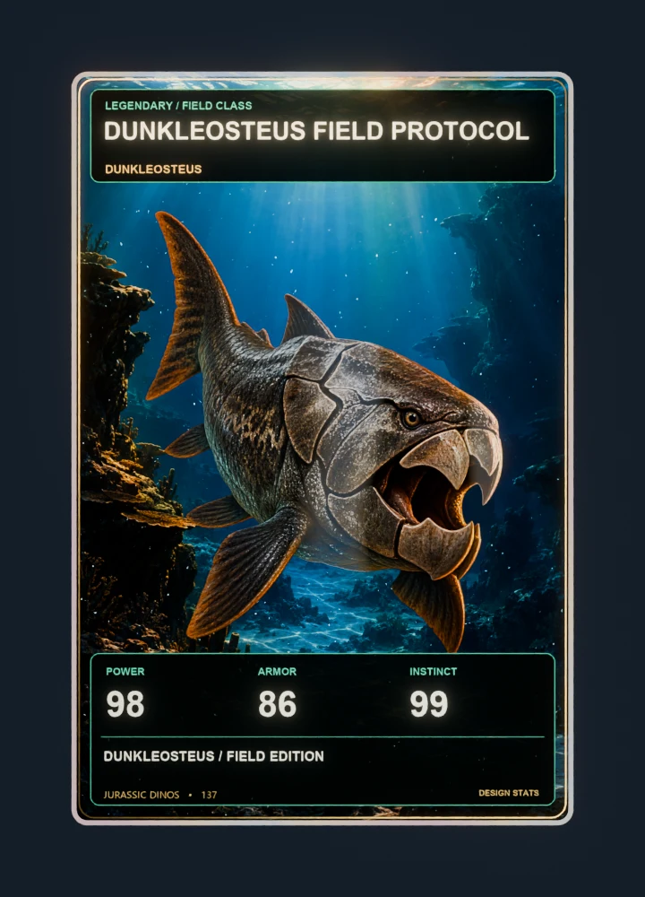 Dunkleosteus realistic 3D game holographic representative card