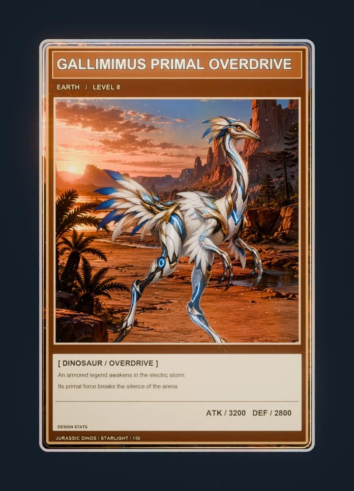 Gallimimus Anime battle card front