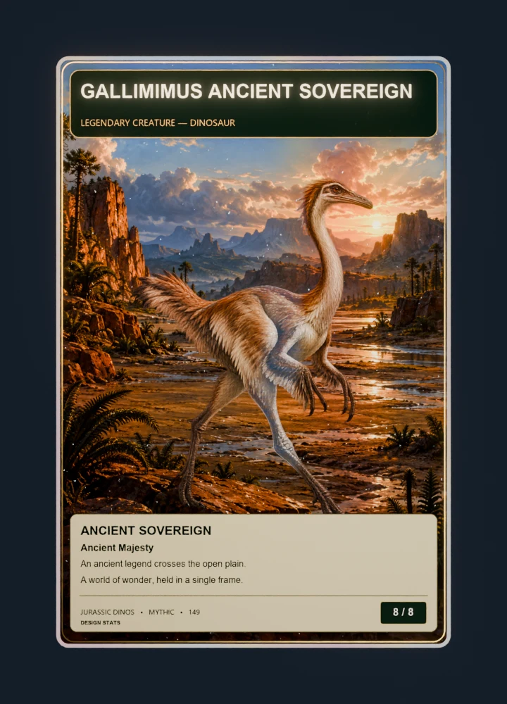 Gallimimus Fantasy oil painting card front