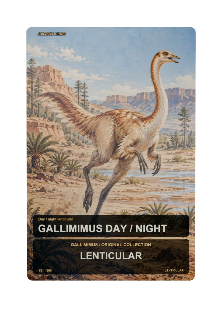 Gallimimus Day / night lenticular card front
