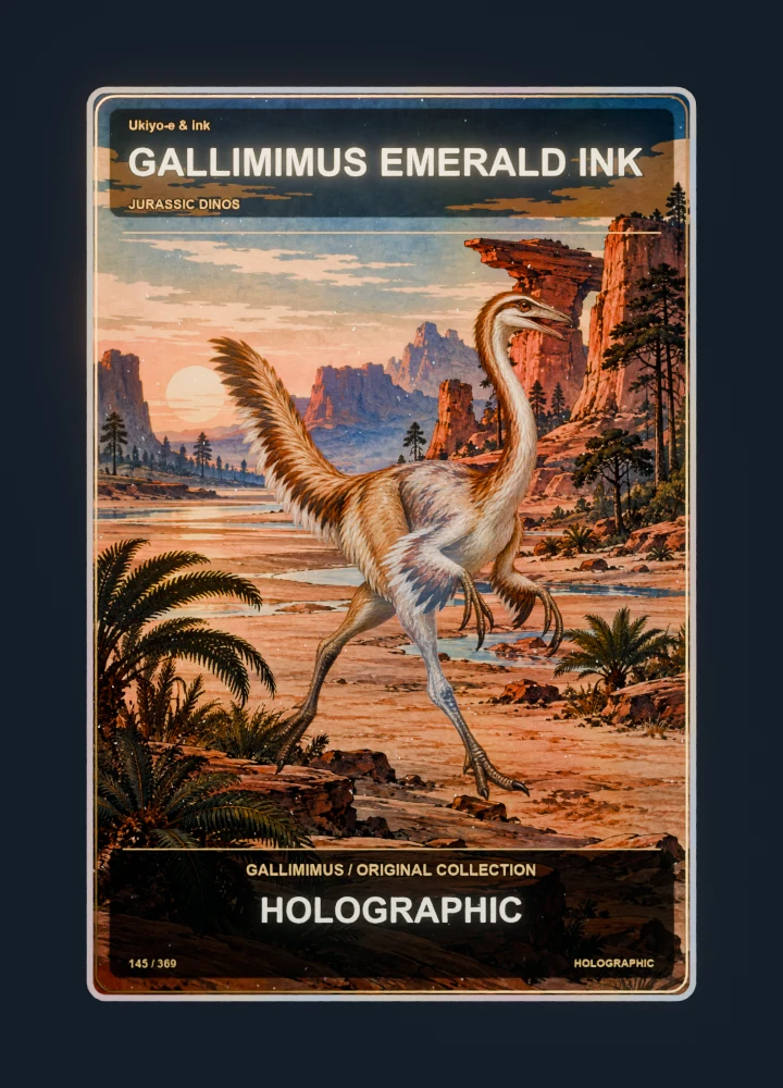 Gallimimus Ukiyo-e & ink card front