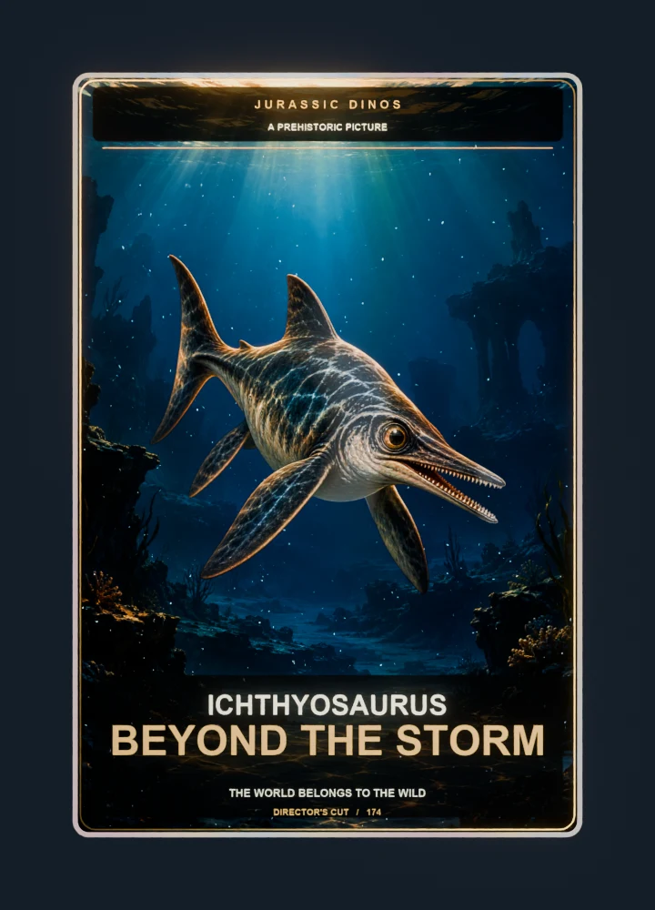 Ichthyosaurus cinema poster collectible card with holographic foil