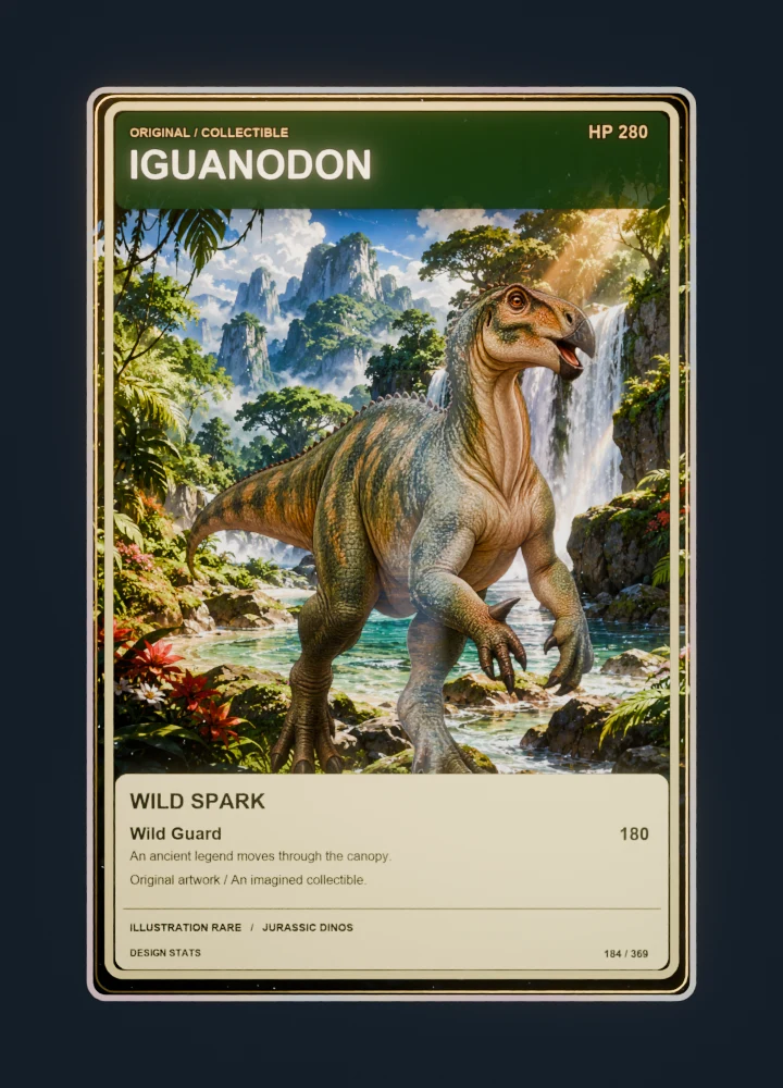 Iguanodon full-art collection collectible card with holographic foil