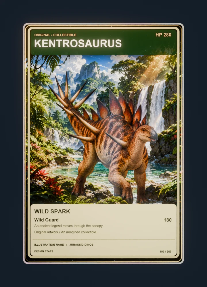 Kentrosaurus full-art collection collectible card with holographic foil