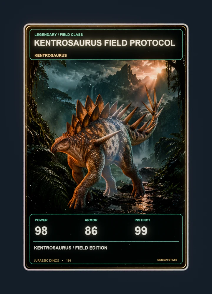 Kentrosaurus realistic 3D game holographic representative card