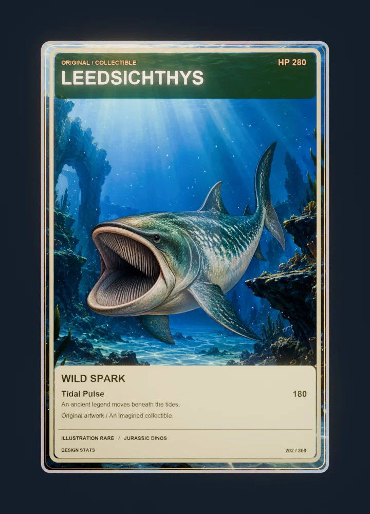 Leedsichthys full-art collection collectible card with holographic foil