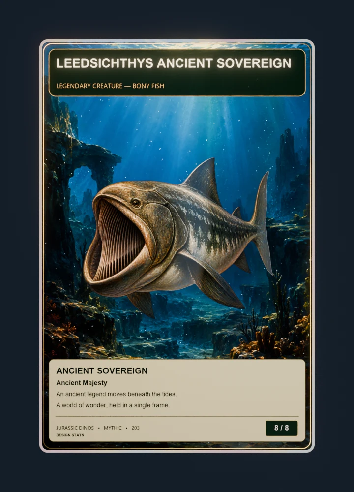 Leedsichthys fantasy oil painting collectible card with holographic foil