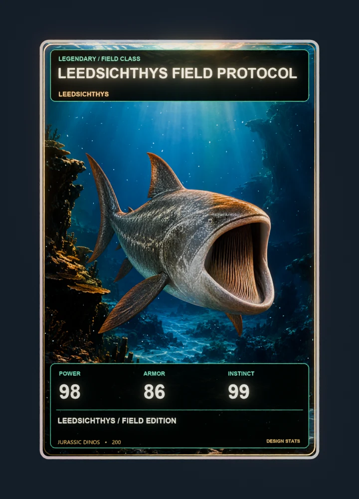 Leedsichthys realistic 3d game collectible card with holographic foil