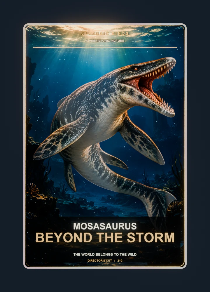 Mosasaurus cinema poster collectible card with holographic foil