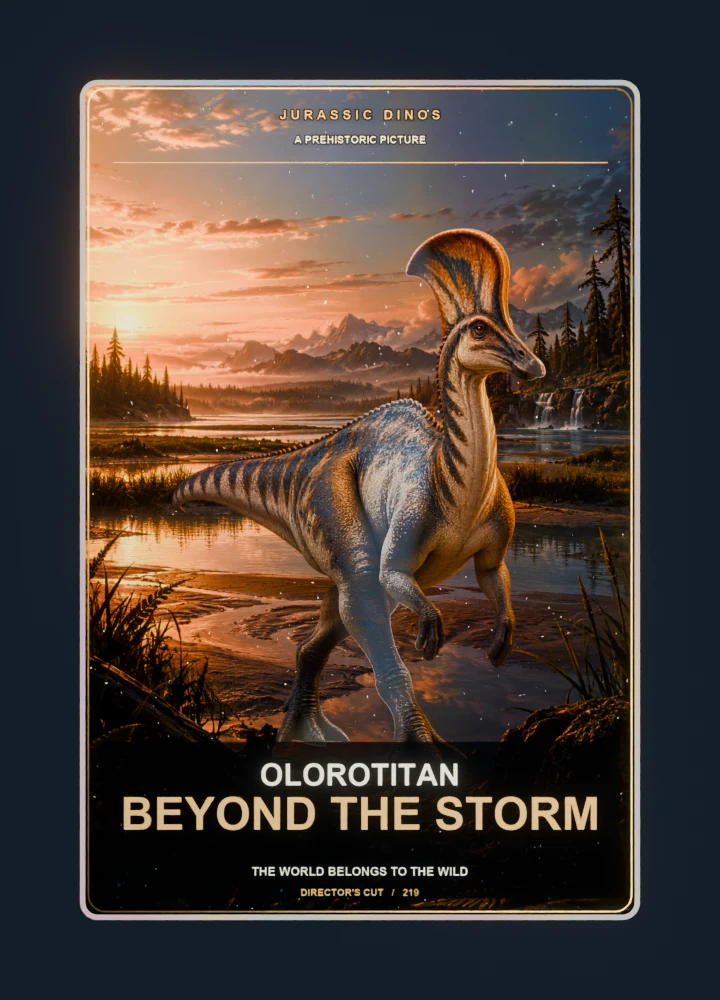 Olorotitan cinema poster collectible card with holographic foil