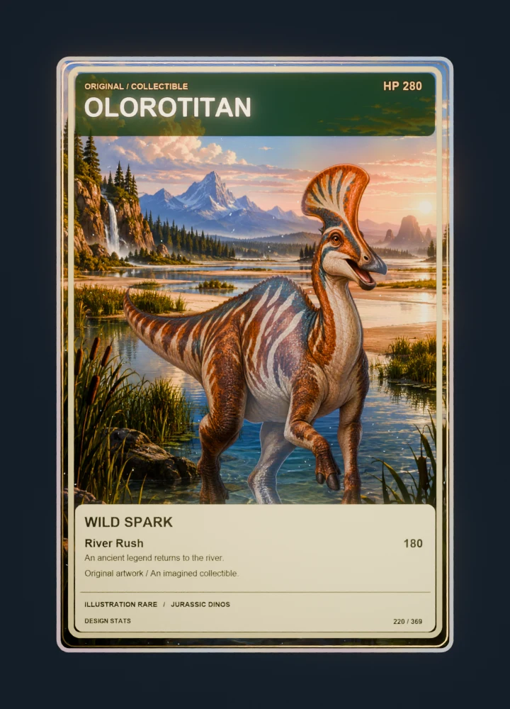 Olorotitan full-art collection collectible card with holographic foil