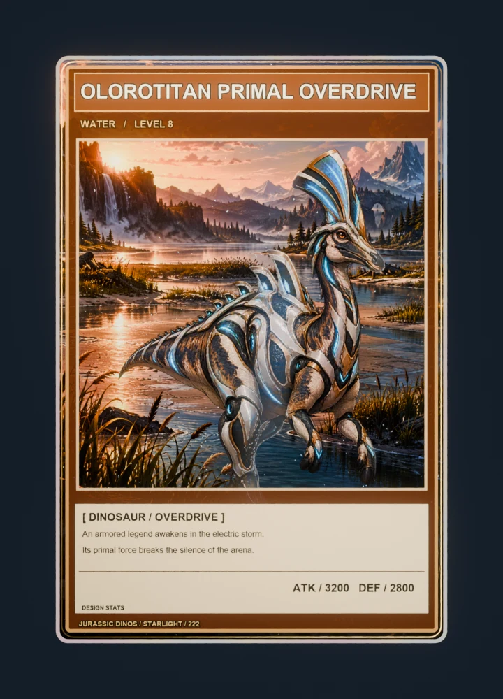 Olorotitan anime battle collectible card with holographic foil