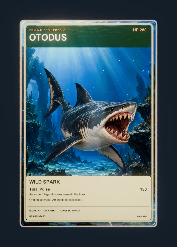 Otodus full-art collection collectible card with holographic foil