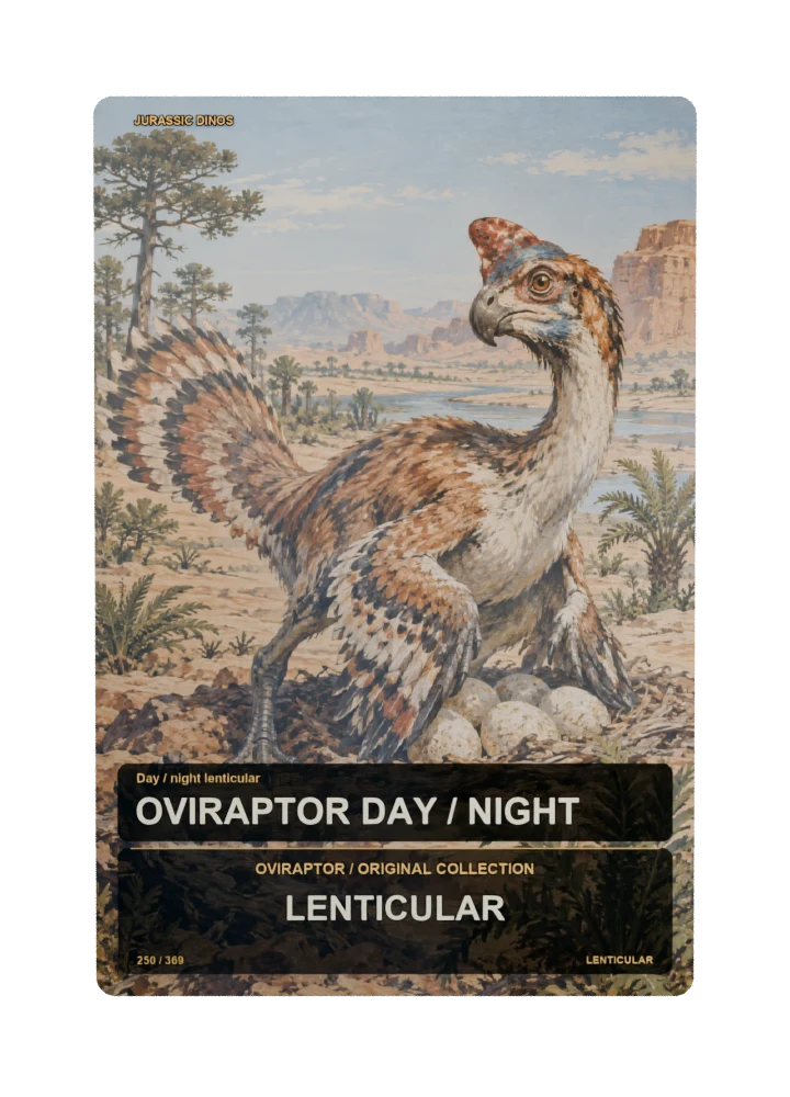 Oviraptor Day / night lenticular card front