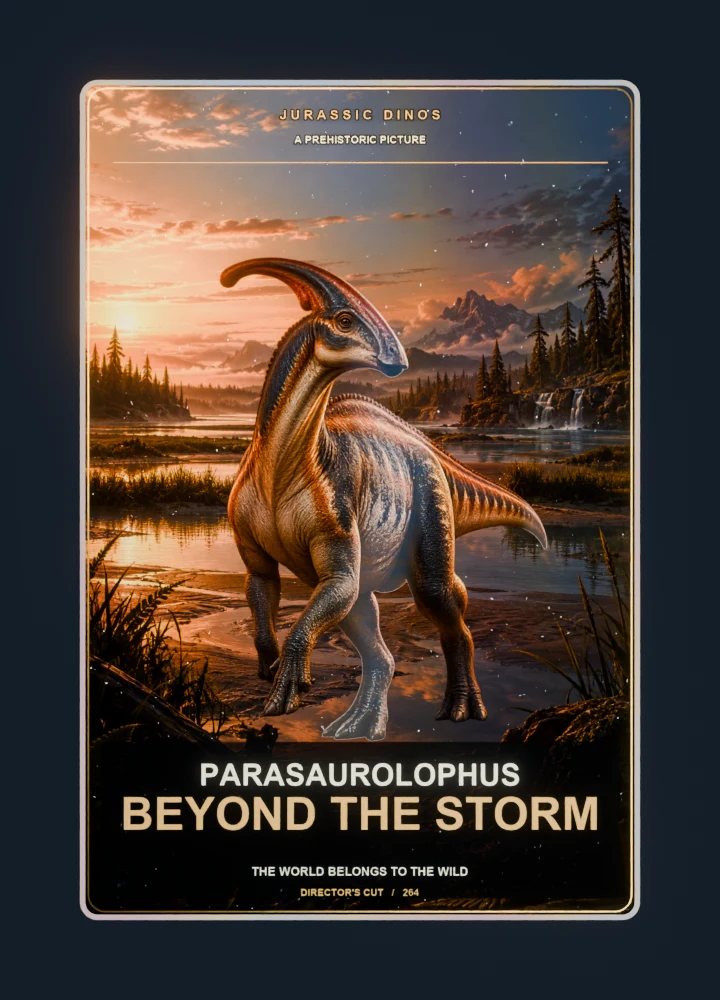 Parasaurolophus cinema poster collectible card with holographic foil
