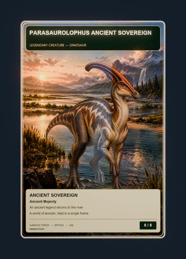 Parasaurolophus Fantasy oil painting card front