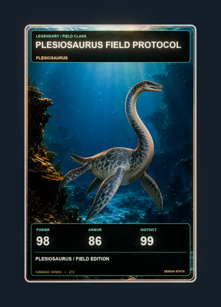 Plesiosaurus realistic 3D game holographic representative card