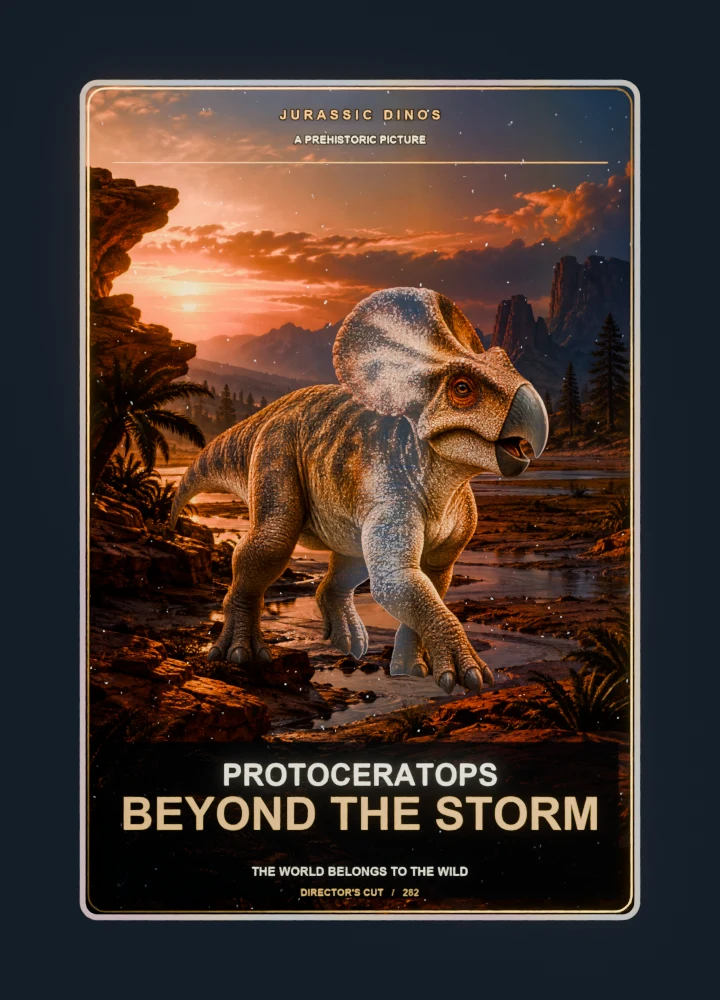 Protoceratops cinema poster collectible card with holographic foil