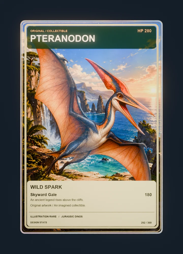 Pteranodon full-art collection collectible card with holographic foil