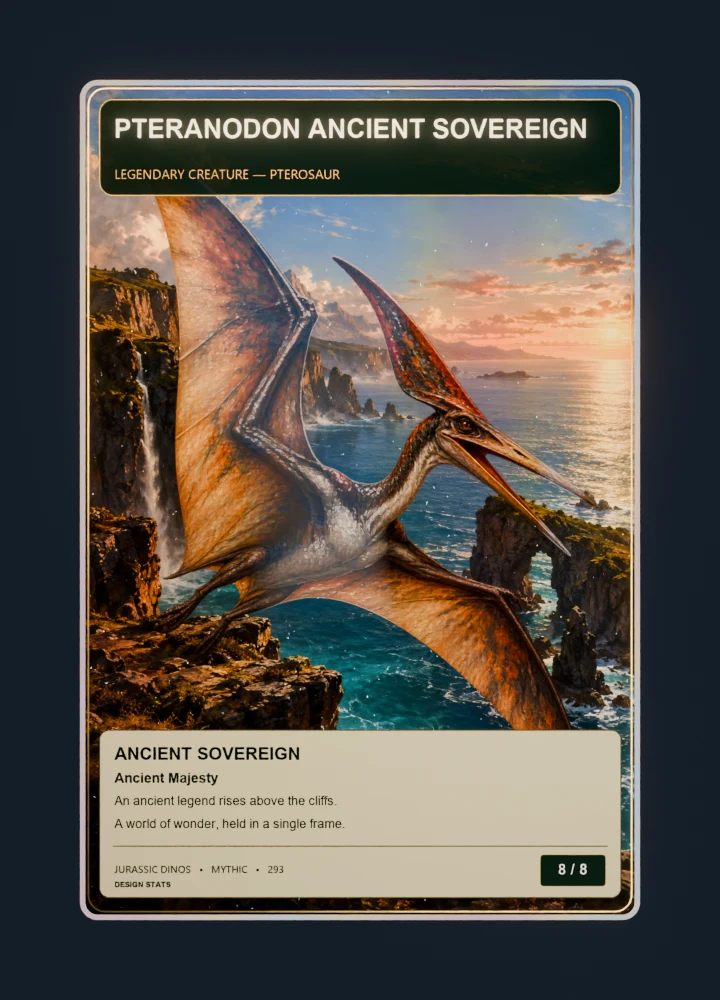 Pteranodon fantasy oil painting collectible card with holographic foil