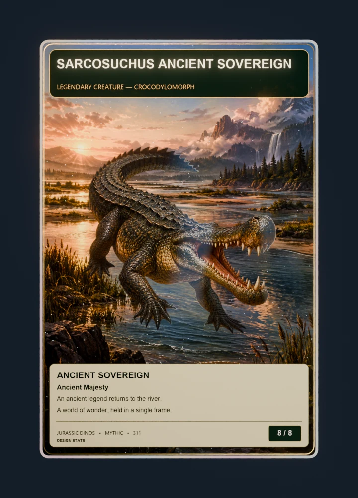 Sarcosuchus Fantasy oil painting card front