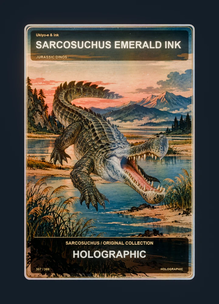 Sarcosuchus Ukiyo-e & ink card front