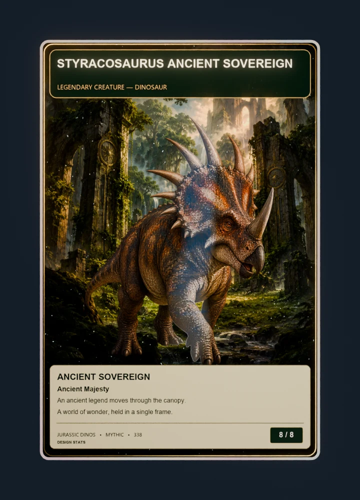 Styracosaurus Fantasy oil painting card front