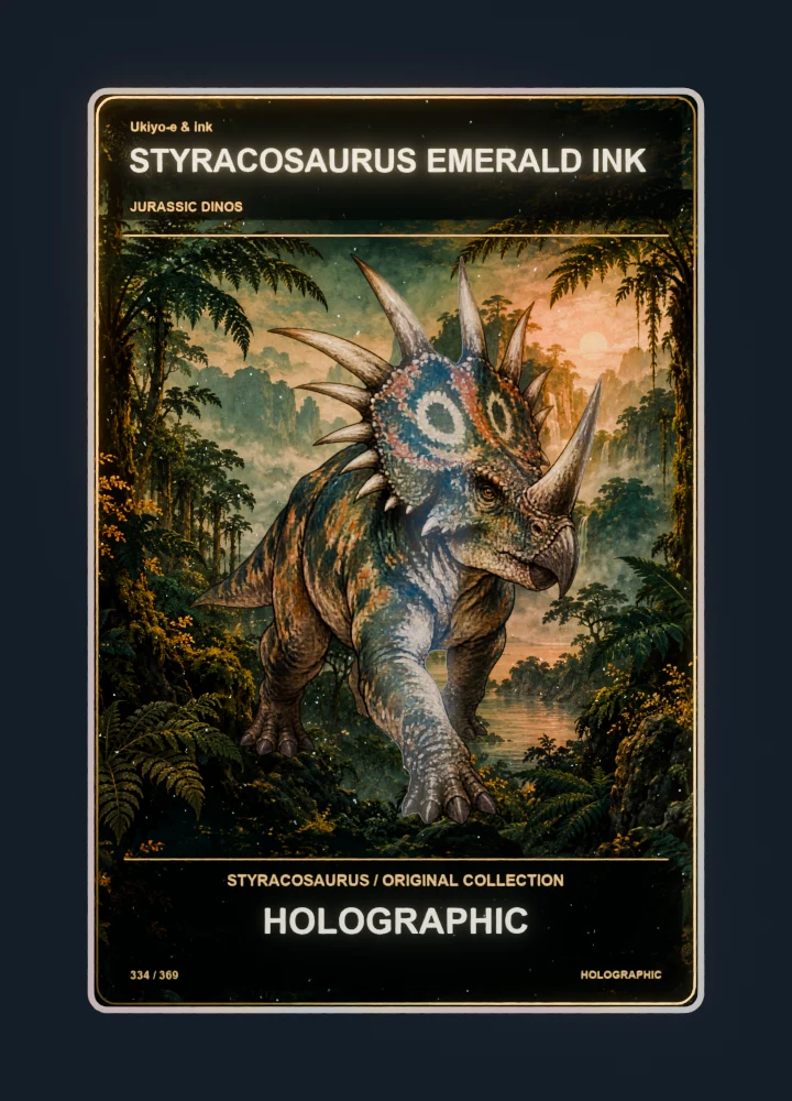 Styracosaurus Ukiyo-e & ink card front