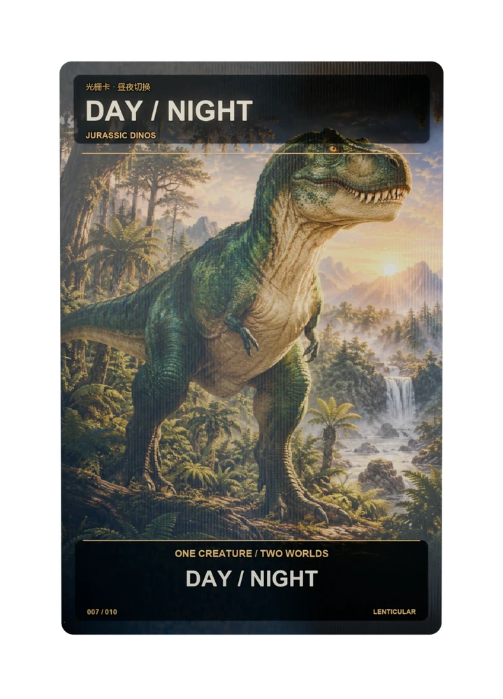 Tyrannosaurus Day / night lenticular card front