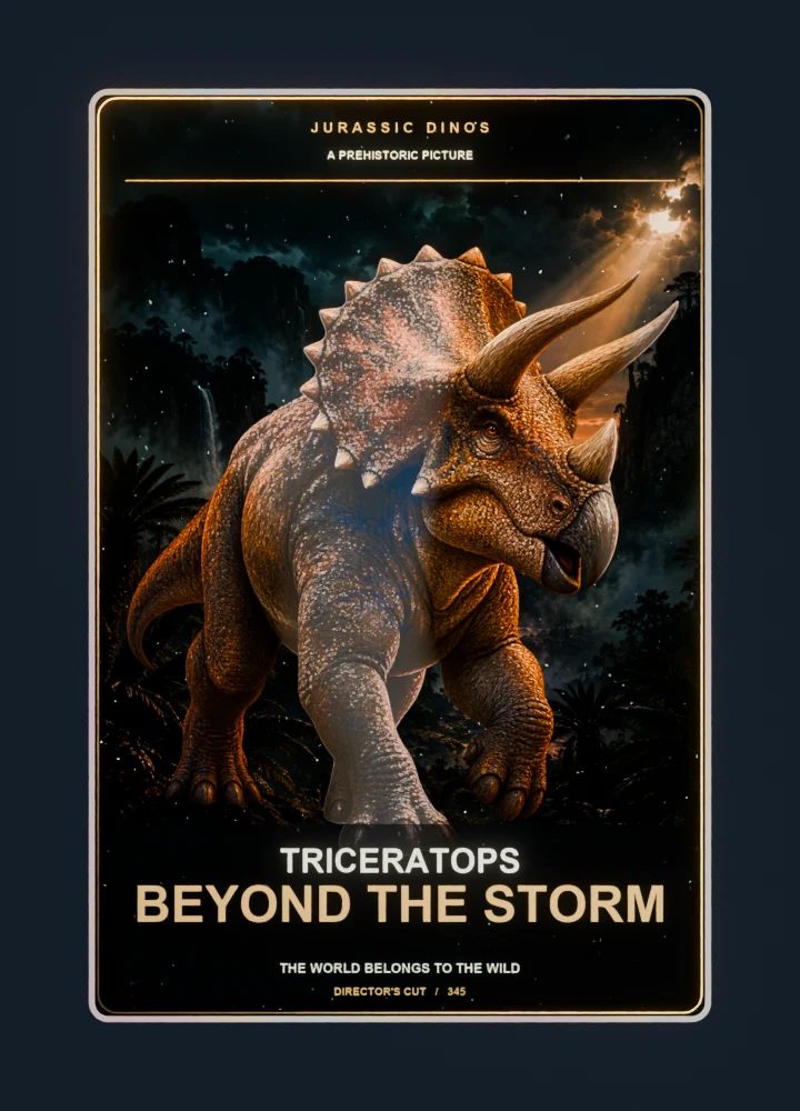 Triceratops cinema poster collectible card with holographic foil