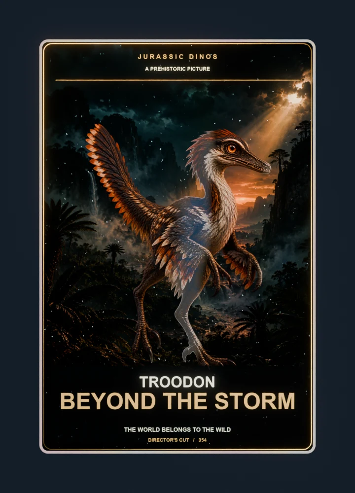 Troodon cinema poster collectible card with holographic foil