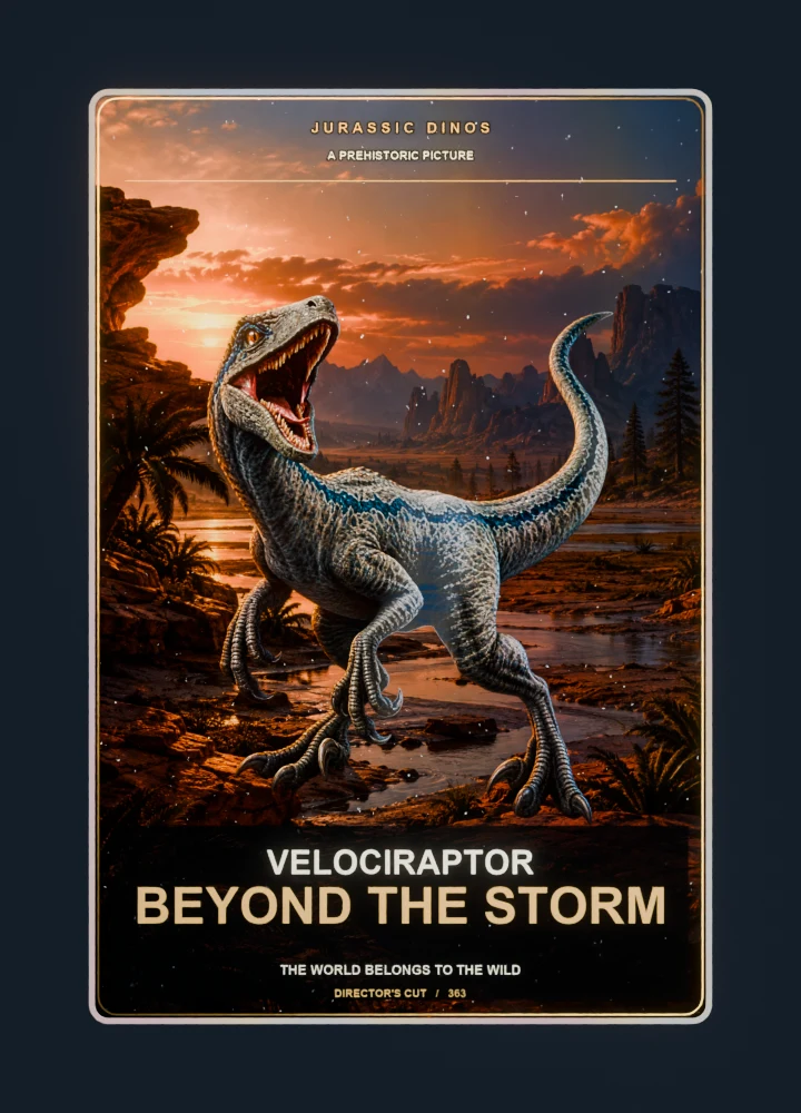 Velociraptor cinema poster collectible card with holographic foil