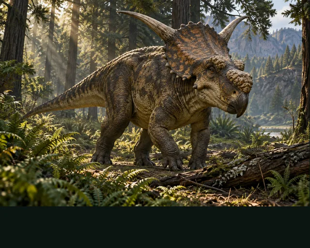 Achelousaurus in a prehistoric landscape — AI-generated artistic interpretation